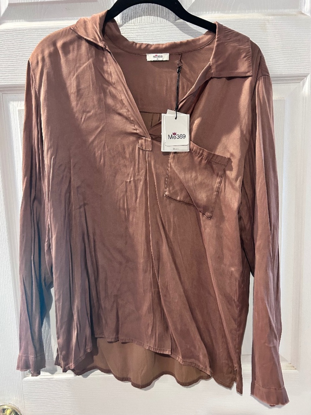 NWT Me369 Brown Silk Blend Blouse Size Small